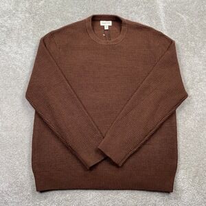 Industry Waffle Knit Sweater Mens Large Brown Crewneck Long Sleeve 22970